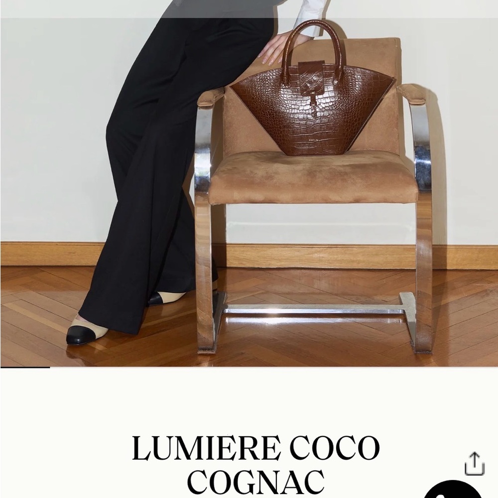 Croc-Embossed Cognac Tote